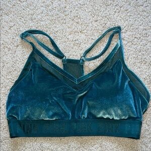 PINK Victoria's Secret Teal/Green Velvet Sports Bra